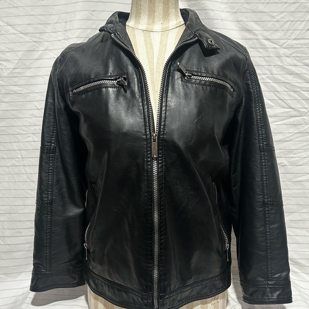 Black Rivet Men's Classic Black Leather Jacket